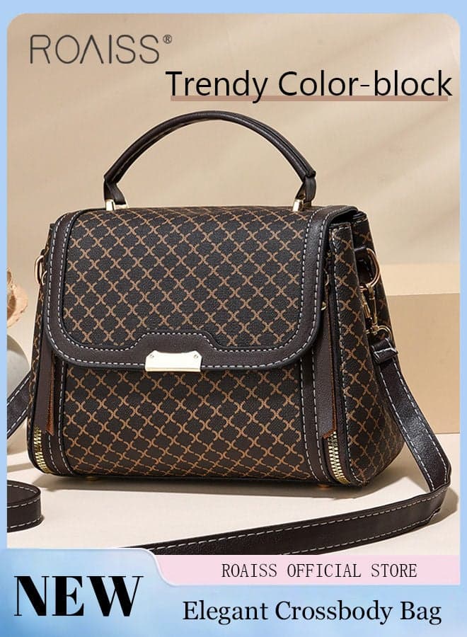 Women Stylish Crossbody Bag with Top Handle, Small Shoulder Bag with Adjustable Strap and Magnetic Buckle, Elegant Chic Handbag for Ladies, Ideal for Dating, Shopping and Everyday Use