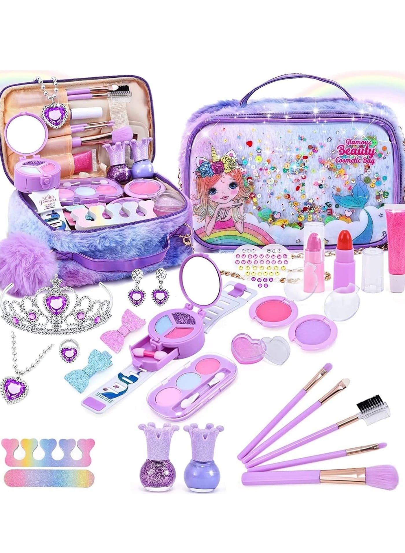 Makeup Kit for Kids Real Washable Makeup Set Cosmetic Beauty Set for Girls.Purple