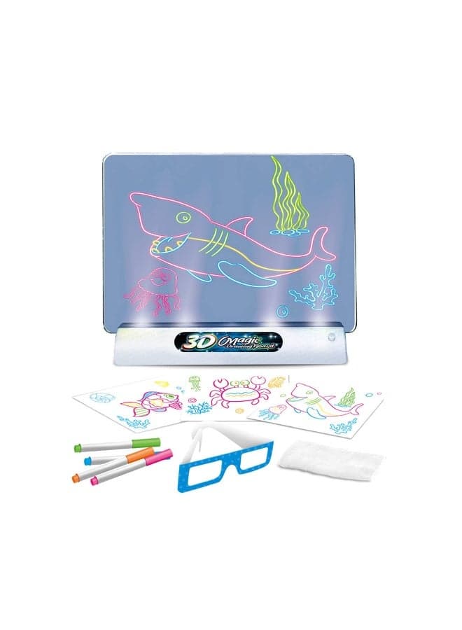 3D Drawing Tablet for Kids, Erasable LED Glow Doodle Board, Translucent Light-Up Writing Tablet, Educational Learning Toy for Boys u0026 Girls (Battery-Free)