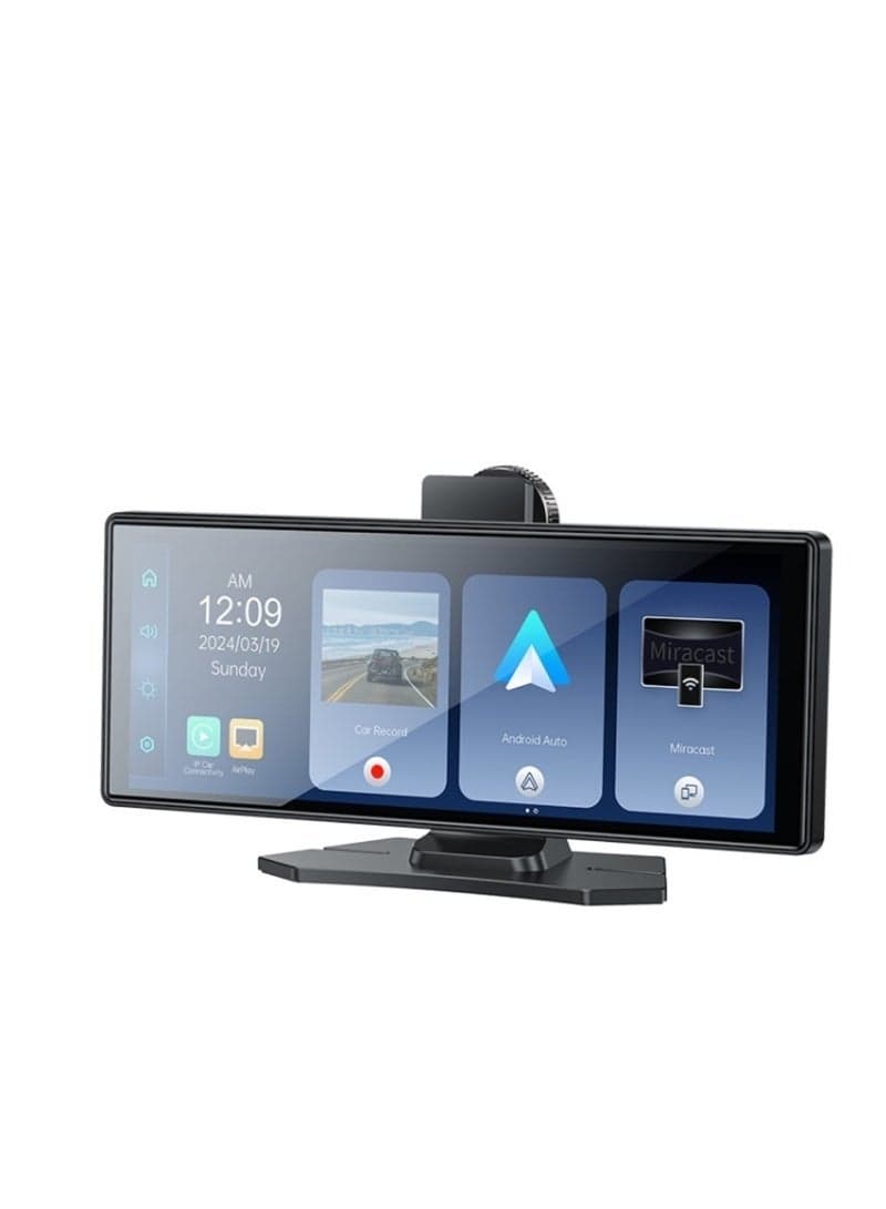 Yesido KM19 CarPlay Center Console – 10.26" Touch Screen Portable Car Multimedia System with Rear Camera, Driving Recorder, Wireless Apple CarPlay & Android Auto, Navigation & Bluetooth – Black