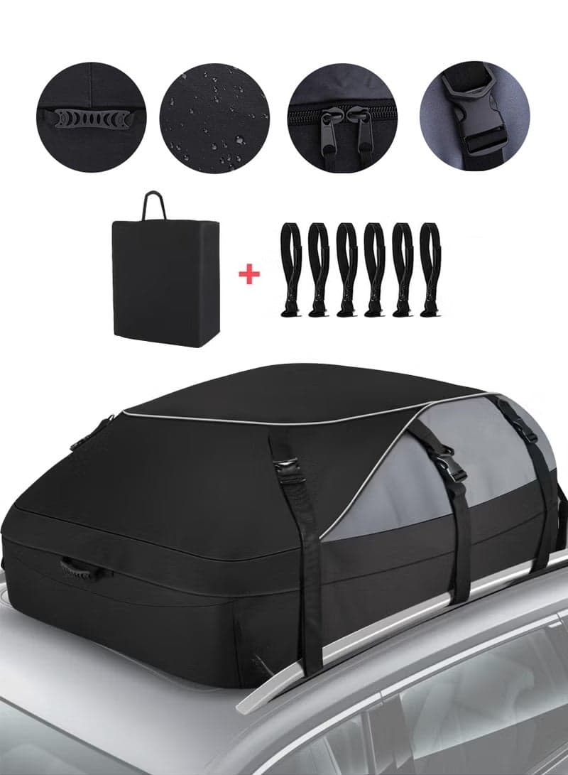 Car Roof Rack Luggage Bag, Car Rooftop Cargo Carrier, Roof Bag Waterproof Vehicle Soft-Shell Roof Luggage, with Lacing Strap, Safety Hook (130 * 100 * 45cm)