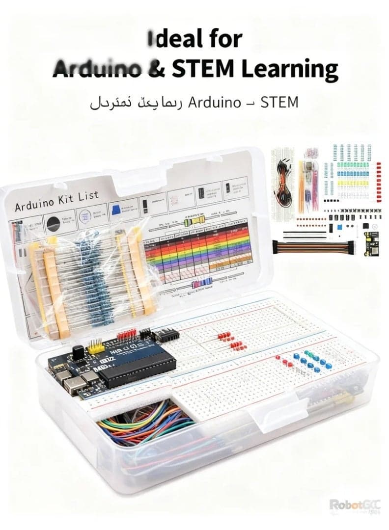 MB-102 830 Point Breadboard Kit for Arduino UNO R3, Electronics Starter Kit with Jumper Wires, Power Supply Module, Resistor LED Component Set, DIY STEM Learning Kit for Beginners