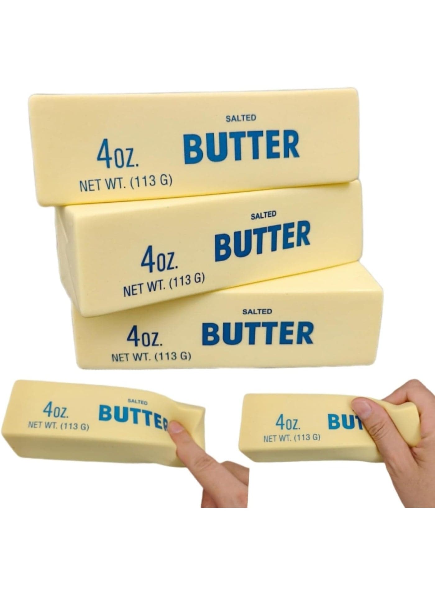 Butter Squishy Toys 3 PCS, Super Soft Butter-Shaped Slow Rising Squishy, Sticky Butter Sticks Squeeze Toys, Realistic Food Squishies Fidget Toys for Decompression Anxiety Relaxation (3 PCS)