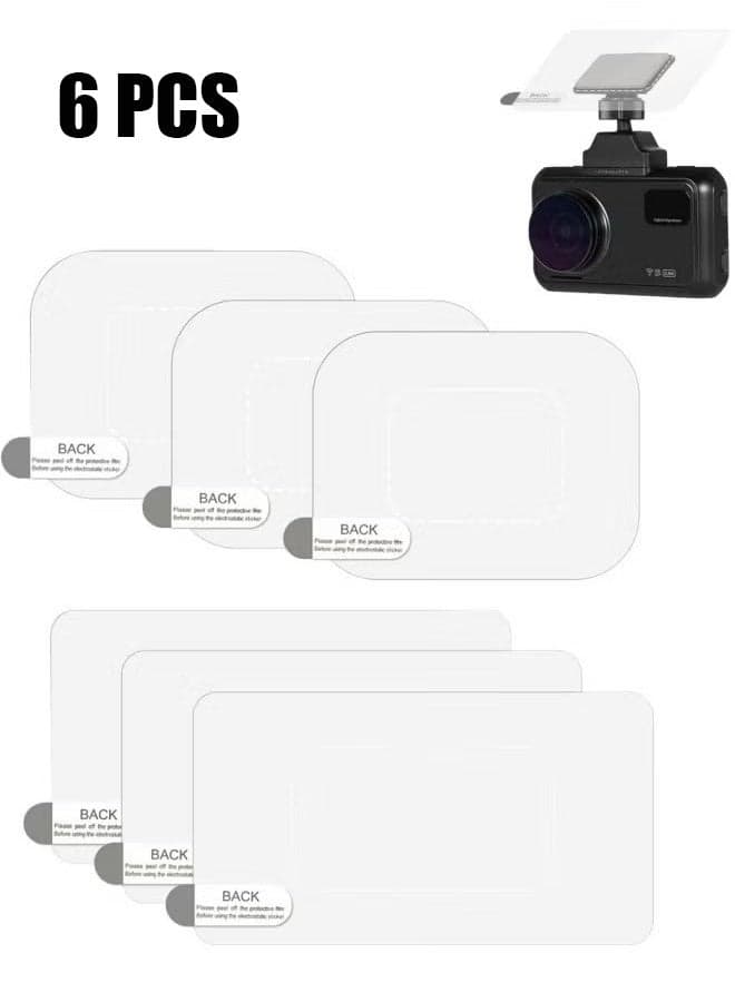 6 Pcs Dashcam Windshield Sticker, Electrostatic Film for Dash Cam, Double-Sided Adhesive Pad Sticker Shield for Dash Cam, Clear Static Cling Films for Suction Cup Mounting Car Shield Decal