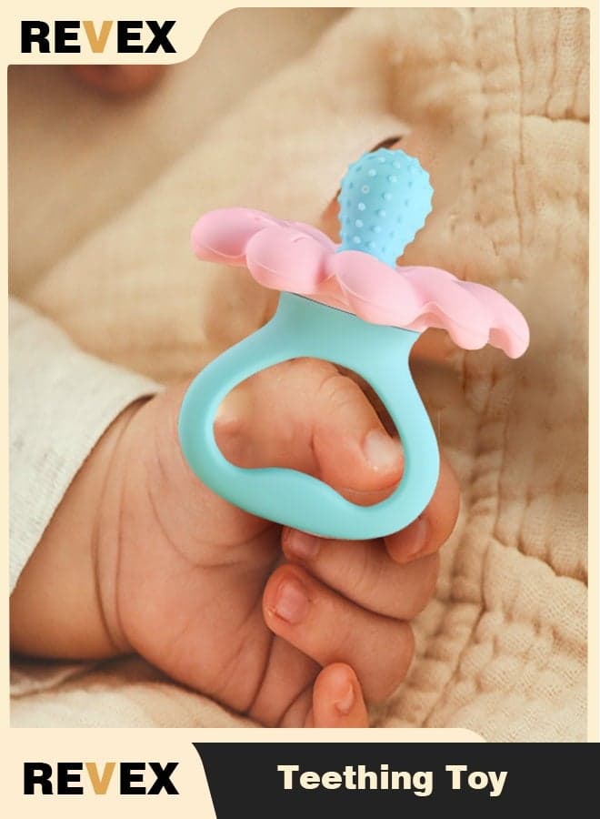 Baby Teething Toys for 0-6 6-12 Month, 100% Food Grade Silicone Teether Ring, Flower Baby Chew Toy