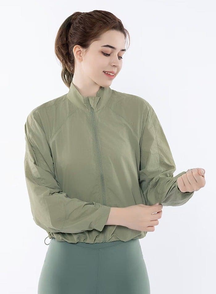 UPF 50+ UV Sun Protection Clothing for Women, Lightweight Sun Protection Ice Silk Clothing Long Sleeve Hoodie Sun Shirt, Summer Elastic Quick Dry Sun Shirts Full Zipper Fishing Jacket