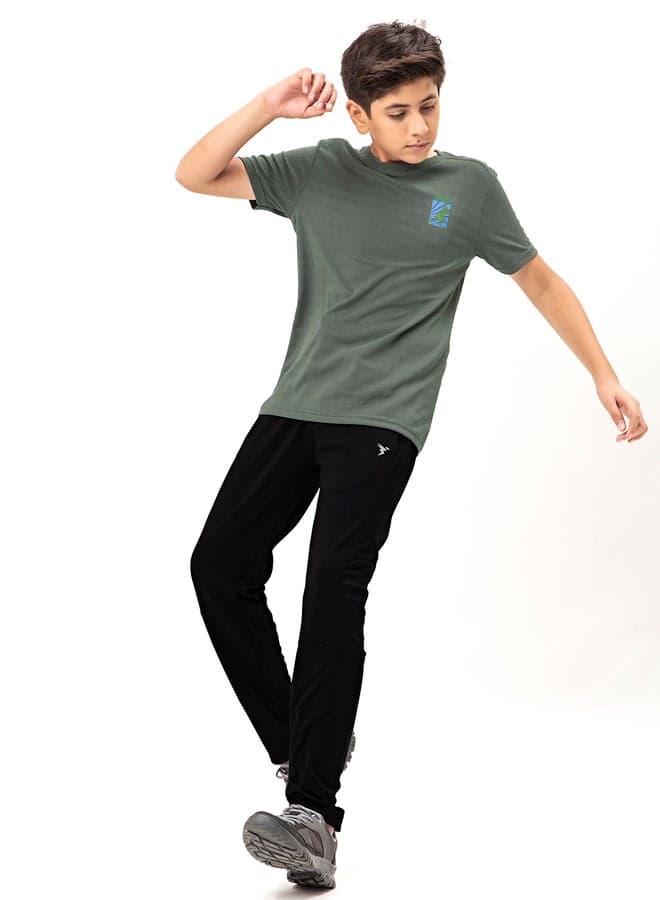 Solid Drawstring Waist Relaxed Fit Track Pants