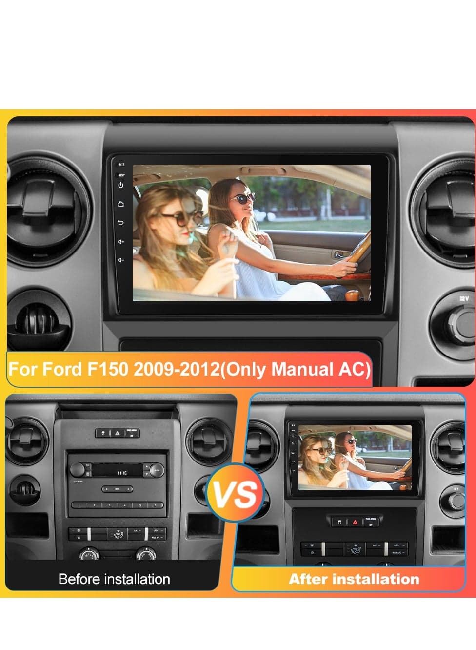 Car Stereo for Ford F150 2009 2010 2011 2012, Android 12 Radio Update with 9 inch HD Touchscreen Wireless Carplay Android Auto WiFi FM - 2G RAM 32G ROM
