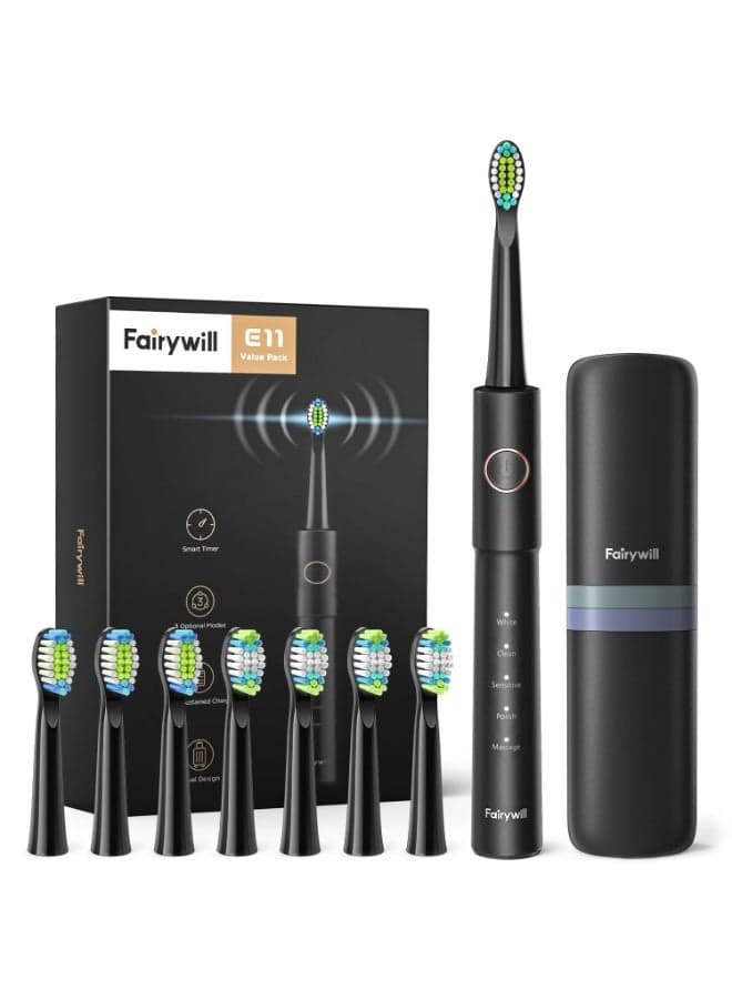 E11 Sonic Electric Toothbrush with 8 Bursh Heads Travel Case