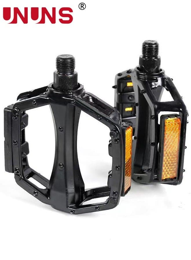 Bike Pedals,9/16" Road Bicycle Pedals,Aluminum Alloy Cycling Flat Pedal,With 16 Anti-Skid Pins,Reflective Strip,Universal Pedals For BMX/MTB,Electric Bike,Kids Bike,Tricycle Bike,Cycle-Cross Bike