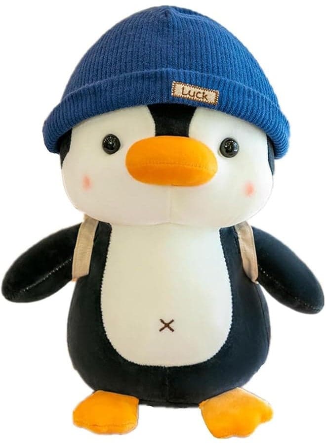 Penguin Plush Toy, 9 inches Penguin Stuffed Animals Soft Plush Cute Travel with Hat Backpack Doll Throw Plushie Doll for Boys Girls