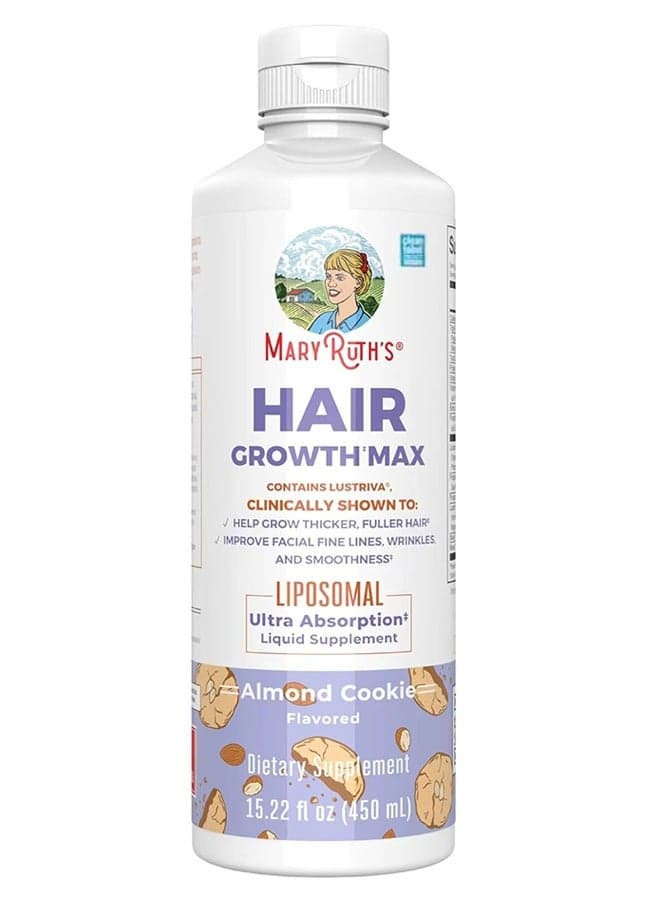 Organics Women's Hair Growth MAX Liposomal | with Lustriva® + Biotin 10000mcg + Pumpkin Seed Oil | Thicker Hair | Hair Care | Wrinkles, Fine Lines, Skin Care | Ages 18+ | 15.22 Fl Oz