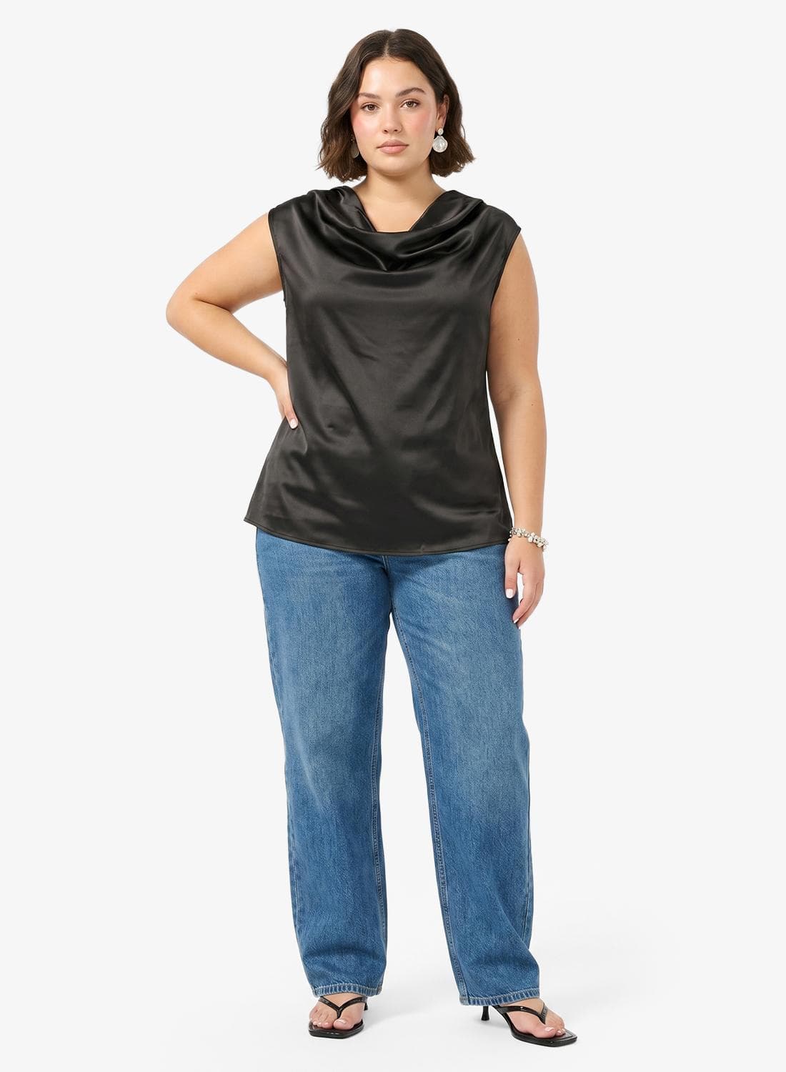 Satin Cowl Neck Top