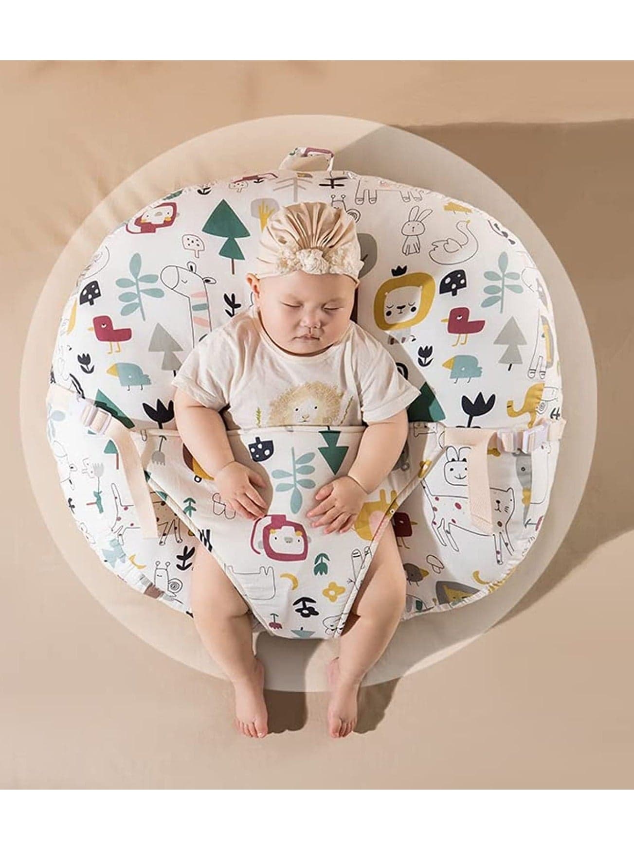 Strechy Minky Newborn Lounger Infant Nursing Pillow15° slope pillow with seat belt Removable Breastfeeding and Bottle Feeding Pillow and Positioner Mattress