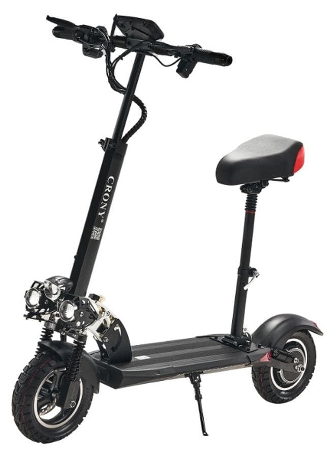 V10 Big LED Display 1200W Motor E-Scooter, 48V 12AH Battery, 28–42 MRH Max Speed 20-40KM Range, 10” Off-Road Rubber Tires, Dual Disc Brakes, Front & Rear Suspension, Foldable Aluminum Frame, Triple LED Headlights, LED Base Lighting, Electric Scooter for Adults/Teens with Seat, Heavy Duty 265 lbs Load Capacity, Fast Urban Commuter E-Skateboard for Teens and Adults, Long Range, E-bike with Solid Tires and Easy Folding Design, Fast Urban Commuter Motorized Scooter,Perfect Scooter for Outdoor Adventures, Black