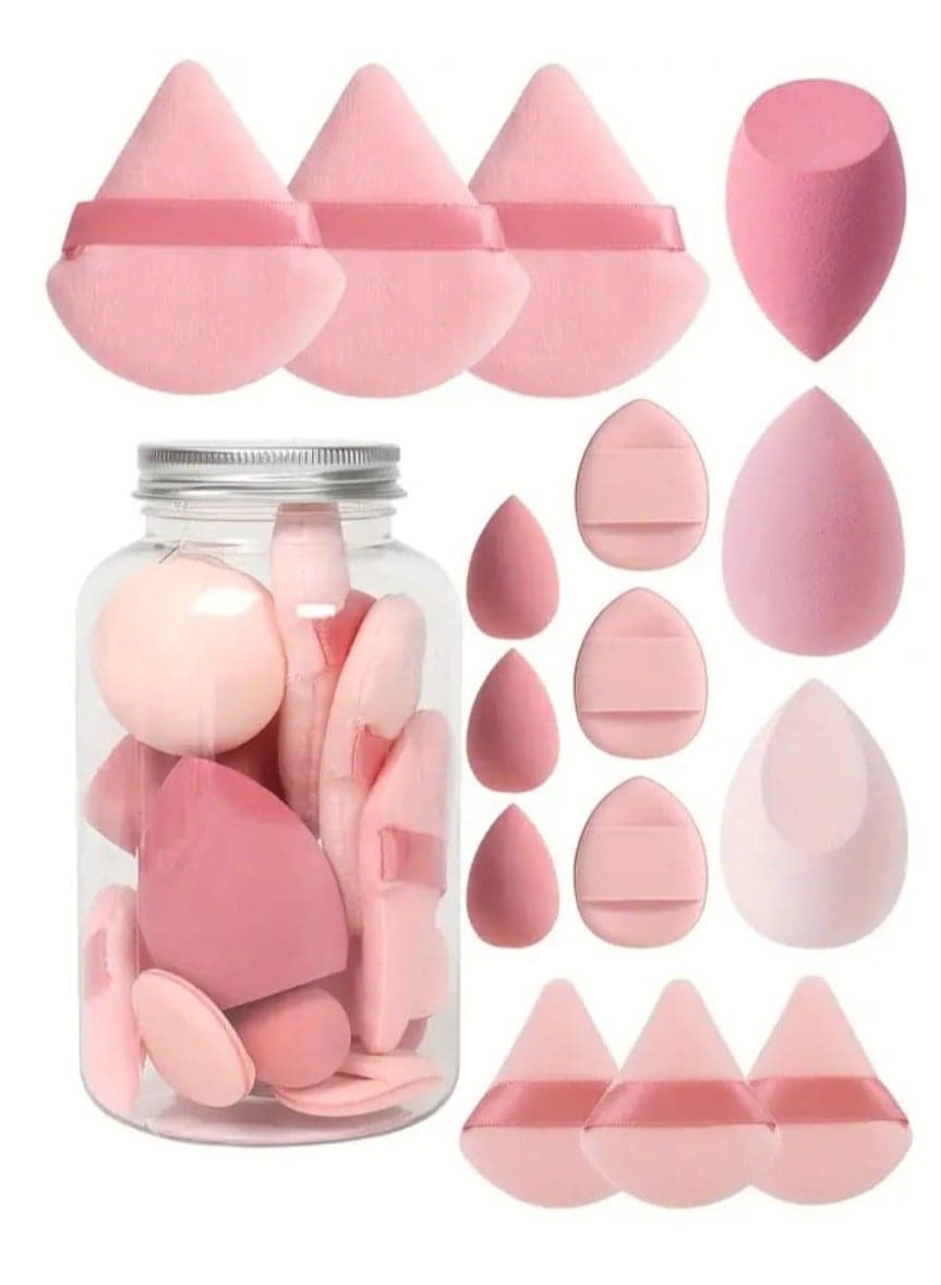 15 Pcs Ultimate Makeup Sponge Set, 3 Loose Powder Puffs, 3 Mini Loose Powder Puffs, 3 Makeup Sponges, 3 Mini Makeup Sponges, 3 Mini Cushion Puffs. Foundation Blending Beauty Sponge, Flawless For Liquid, Cream, Powder. Lates-Free