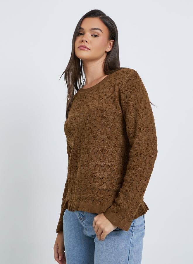 Styli Textured Round Neck Ribbed Top