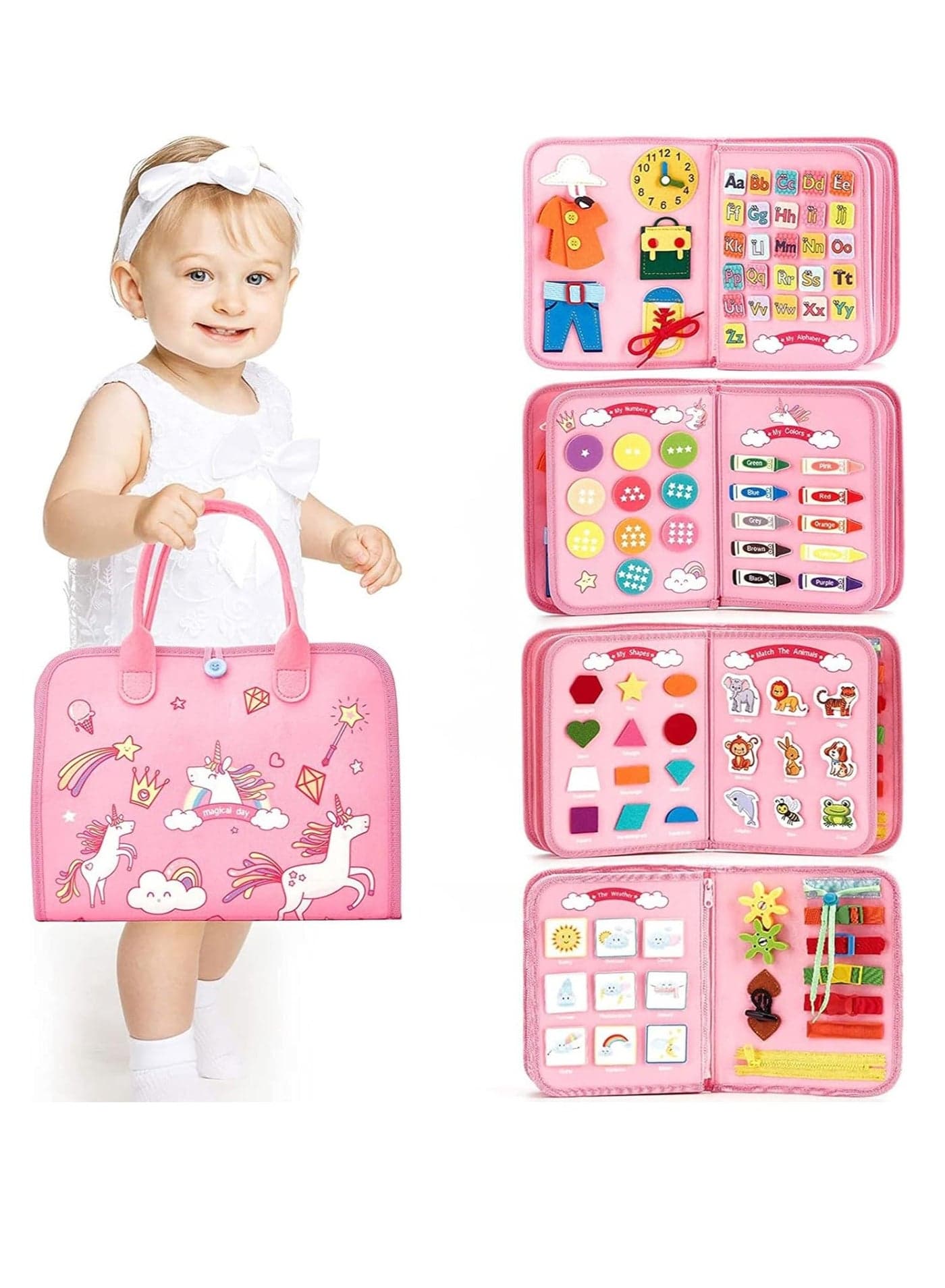 Busy Board Montessori Toy Toddler Sensory Board Toys For Learning Fine Motor Skills Preschool Educational Learning Toys Gift For Boys Girls Ages 1,2,3,4
