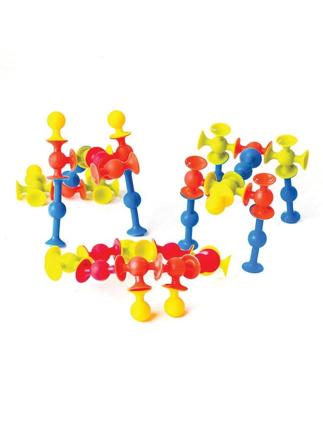 Fat Brain Toys Squigz Starter Set 24pc Creative Suction Construction Toy Educational STEM Sensory Building Set for Boys & Girls Ages 3+Flexible Connectors for Fine Motor Skills & Open-Ended Play