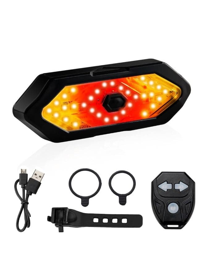 Bike Tail Light, USB Rechargeable Bike Light, Remote Control Turn Signal LED Light, Bike Headlight and Taillight Remote Control Bicycle with Horn Rechargeable Safety Reflectors for Night Riding