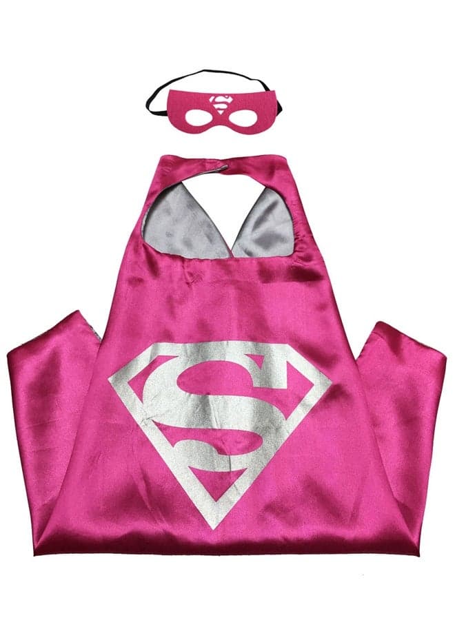 Unisex Double Sided Kids Supergirl From Superman Comic Superhero Costume With Mask and Cape - One Size - Multi Color