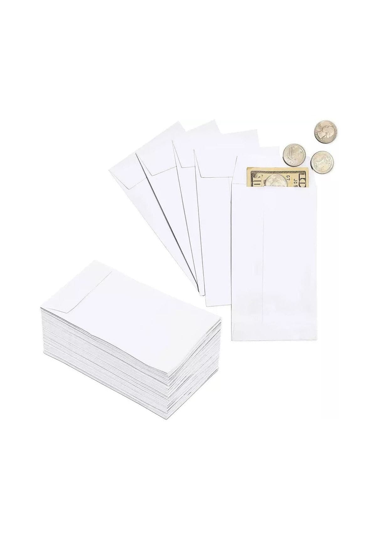 White Coin Envelopes 6 x 4 inches Kraft Self Adhesive Seed Envelopes for Small Items Parts Wages Notes Beads Garden Office 50 Pack