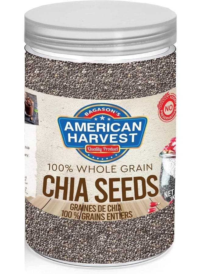 American Harvest Chia Seeds | Whole Grain | Gluten Free Superfood | 1kg Jar