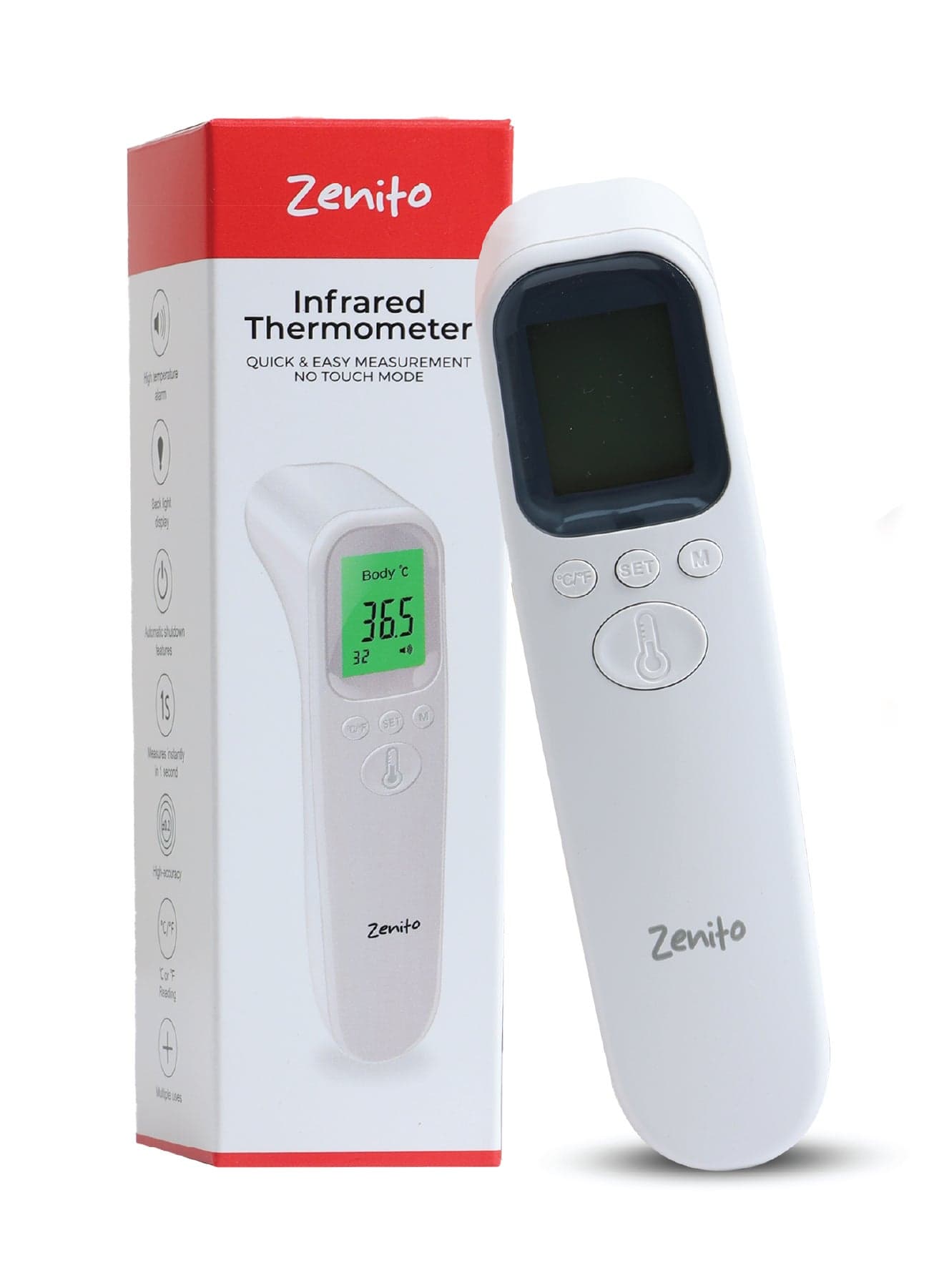 Zenito Digital Baby Thermometer - Fast & Accurate Reading -Non-contact LCD Digital Body/Surface Temperature Handheld Infrared Thermometer