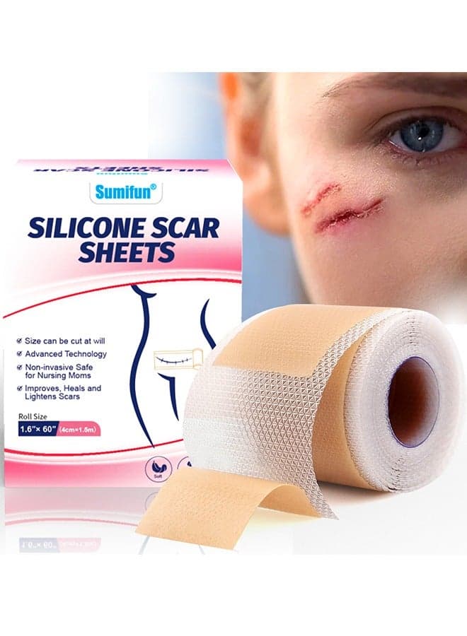 Soft Silicone Gel Tape Highly Comfortable Painless 6-8 Month Supply Acne Scar Treatment C Section Keloid Surgery Premium Hospital Medical Grade (4cm x 150cm )