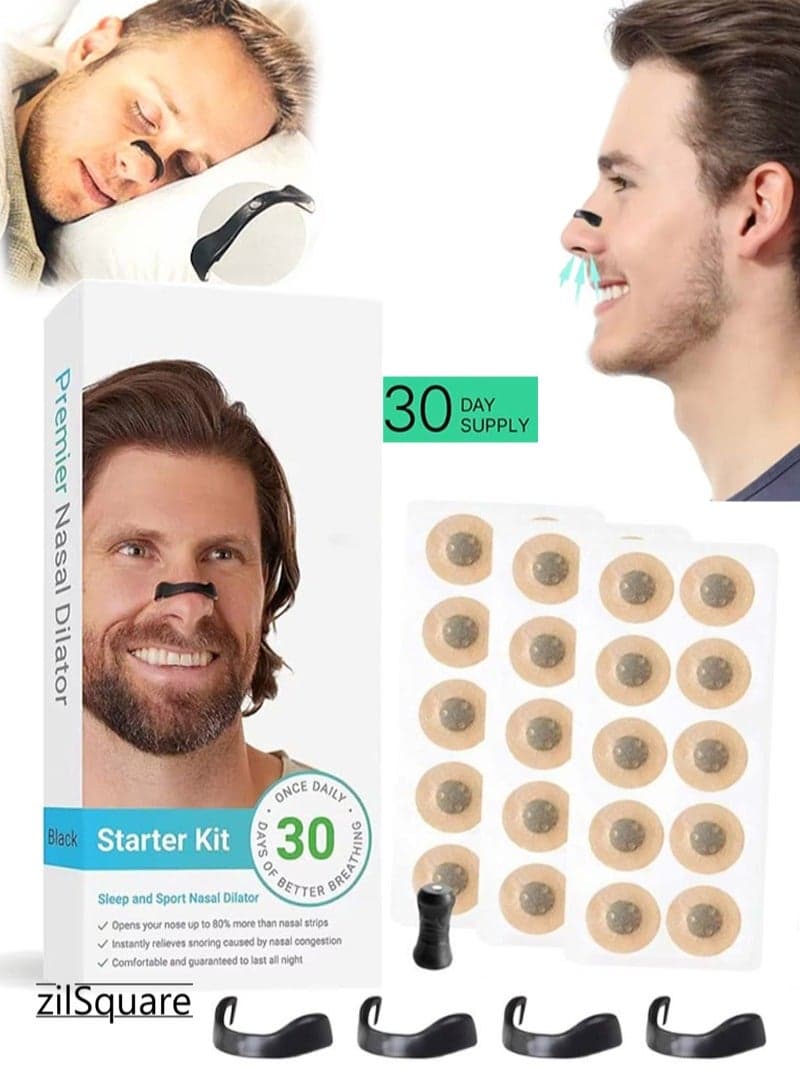 Nasal Dilator Starter Kit for Better Breathing & Anti Snoring | Reusable Nose Opener, Nasal Strips & Breathing Aid for Sleep, Sport & Sinus Relief | Stop Snoring Device, Nasal Expander for Men & Women | Natural Snore Solution, Comfortable Nasal Clip for Deep Sleep & Congestion Relief