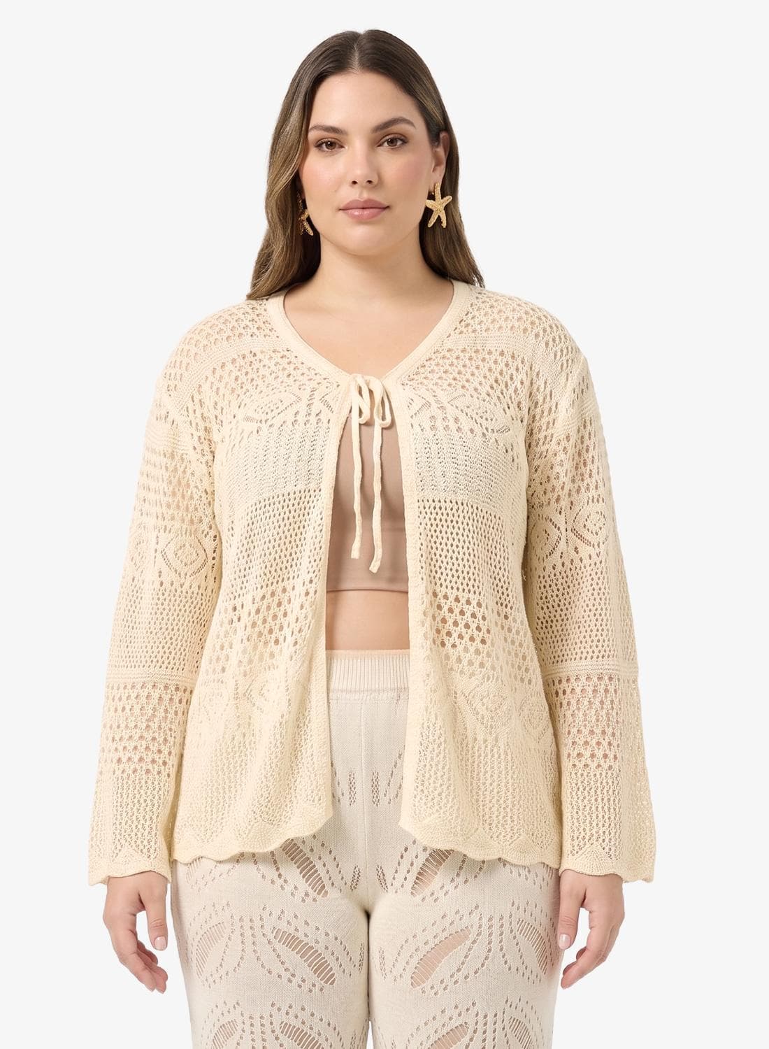 Crochet Open Work Tie Up Shrug