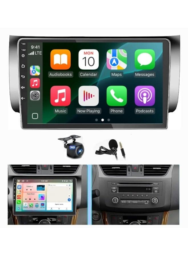 Nissan Sentra Tiida Car Stereo Android With Apple Carplay Android Auto Wireless Compatible 2012-2019 AHD Camera Included Fast Interface 8GB RAM 128GB ROM Carplay 4G Sim WIFI