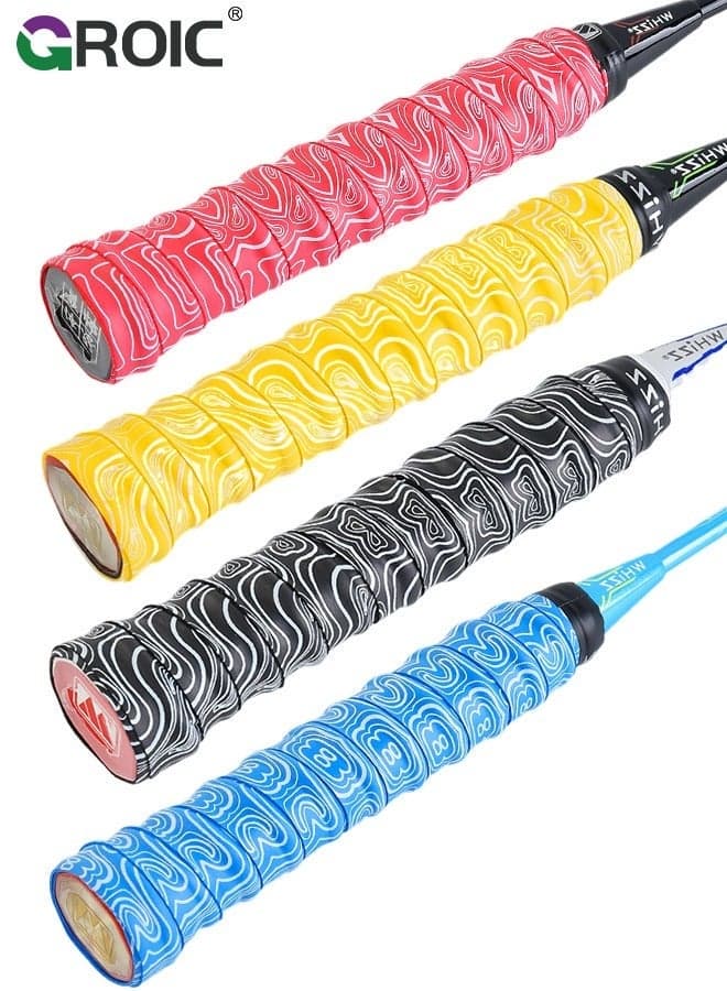 4 Pcs Racket Grips Anti Slip Perforated Super Absorbent Overgrip, Handle Wrap, Professional Grip Tape for Pickleball, Tennis, Badminton, Squash Racket, and Bike Handlebars, Fishing Poles, Etc