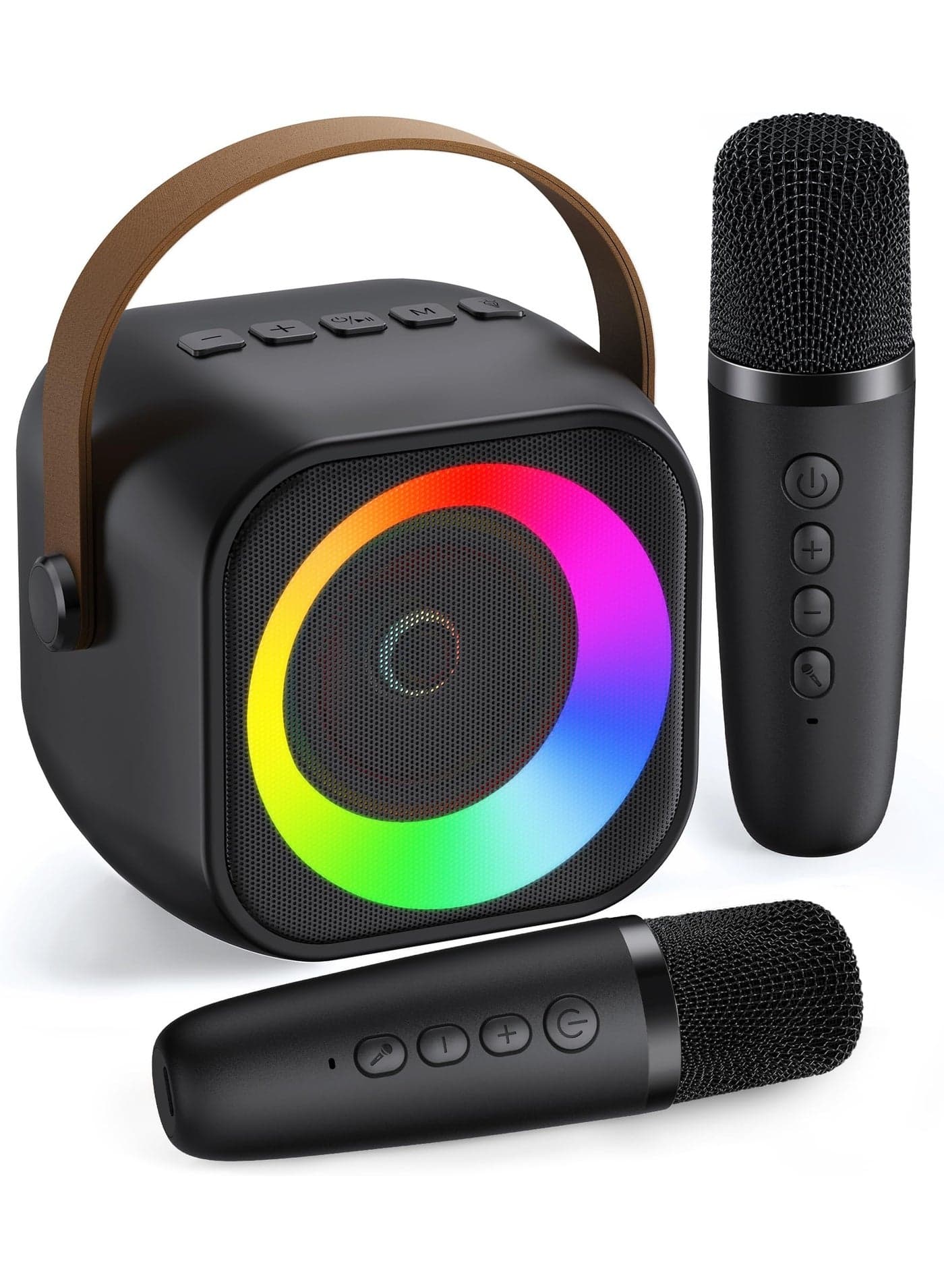 Karaoke Machine, Portable Bluetooth Karaoke Speaker with Wireless Microphones and Party Lights for Kids and Adults, Birthday Gifts for Girls Boys Family Home Party