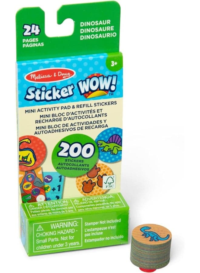 Melissa & Doug Sticker WOW! Mini Activity Pad and 200 Stickers Refill for Sticker Stamp Activity Craft Toy Collectable - Dinosaur Stickers