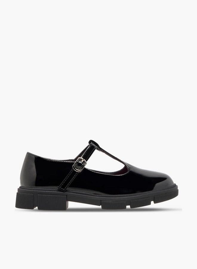 Girls Solid Mary Jane School Shoes with Buckle Closure