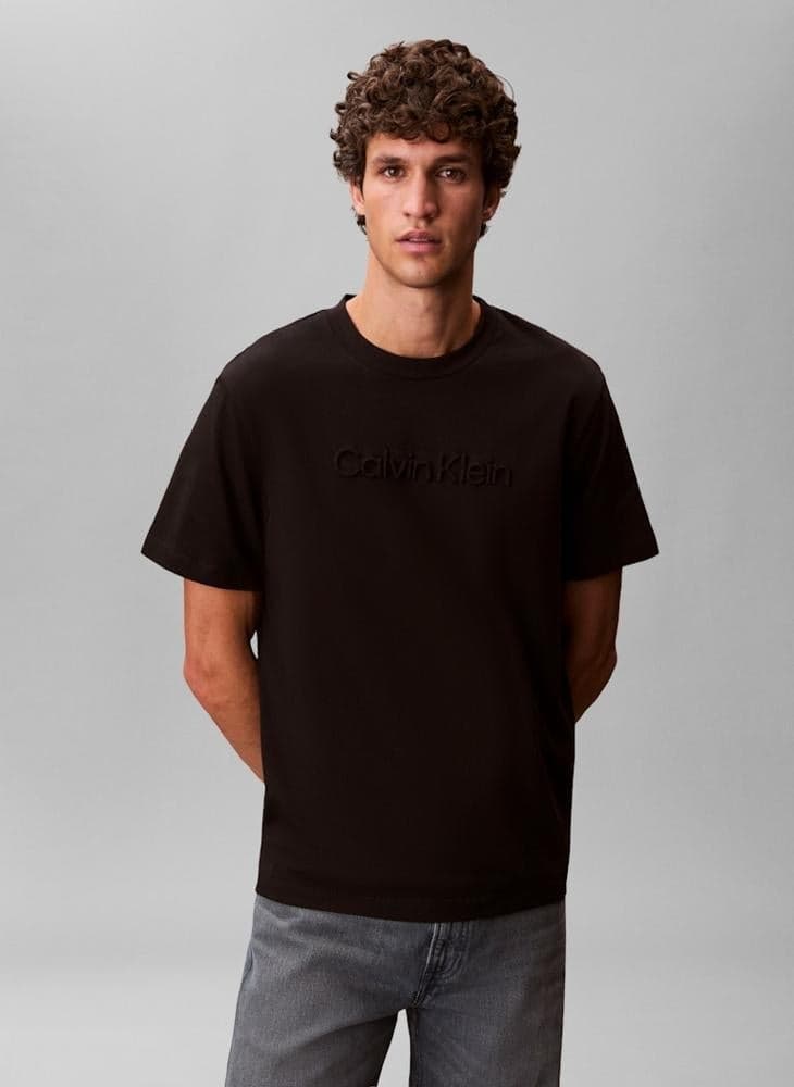 Textured Logo Crew Neck T-Shirt