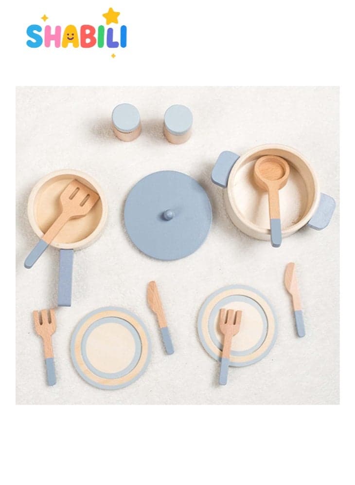 Wooden Children’s Simulation Kitchen Toys, Early Education Educational Toys, Simulation Pots and Pans, Role-Play Chef, Ideal for Boys & Girls Aged 3–6, Perfect for Pretend Play and Cooking Games