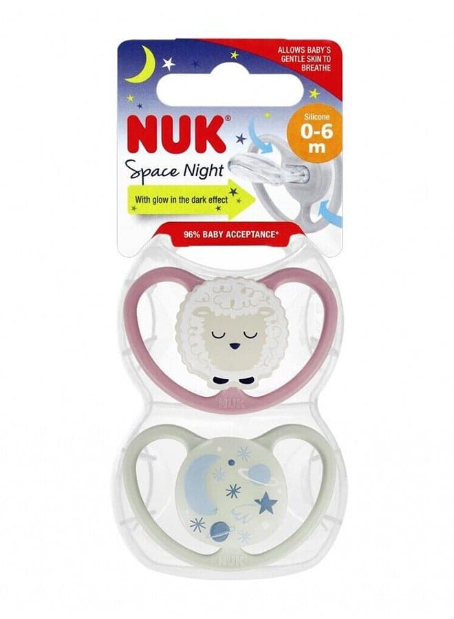 Pacifierfier Silicone S1 Space Night 2-Pieces 0-6M