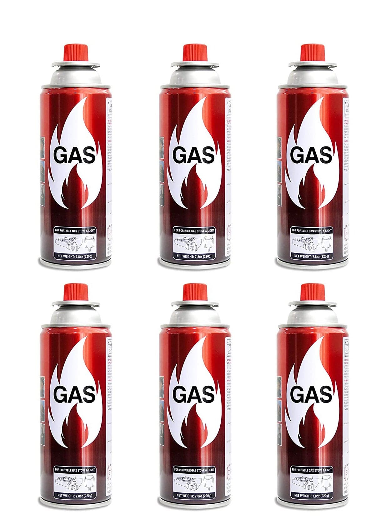 Set of 6 Peices Butane Gas Catridge for Portable Camping Stove and Picnic Stoves