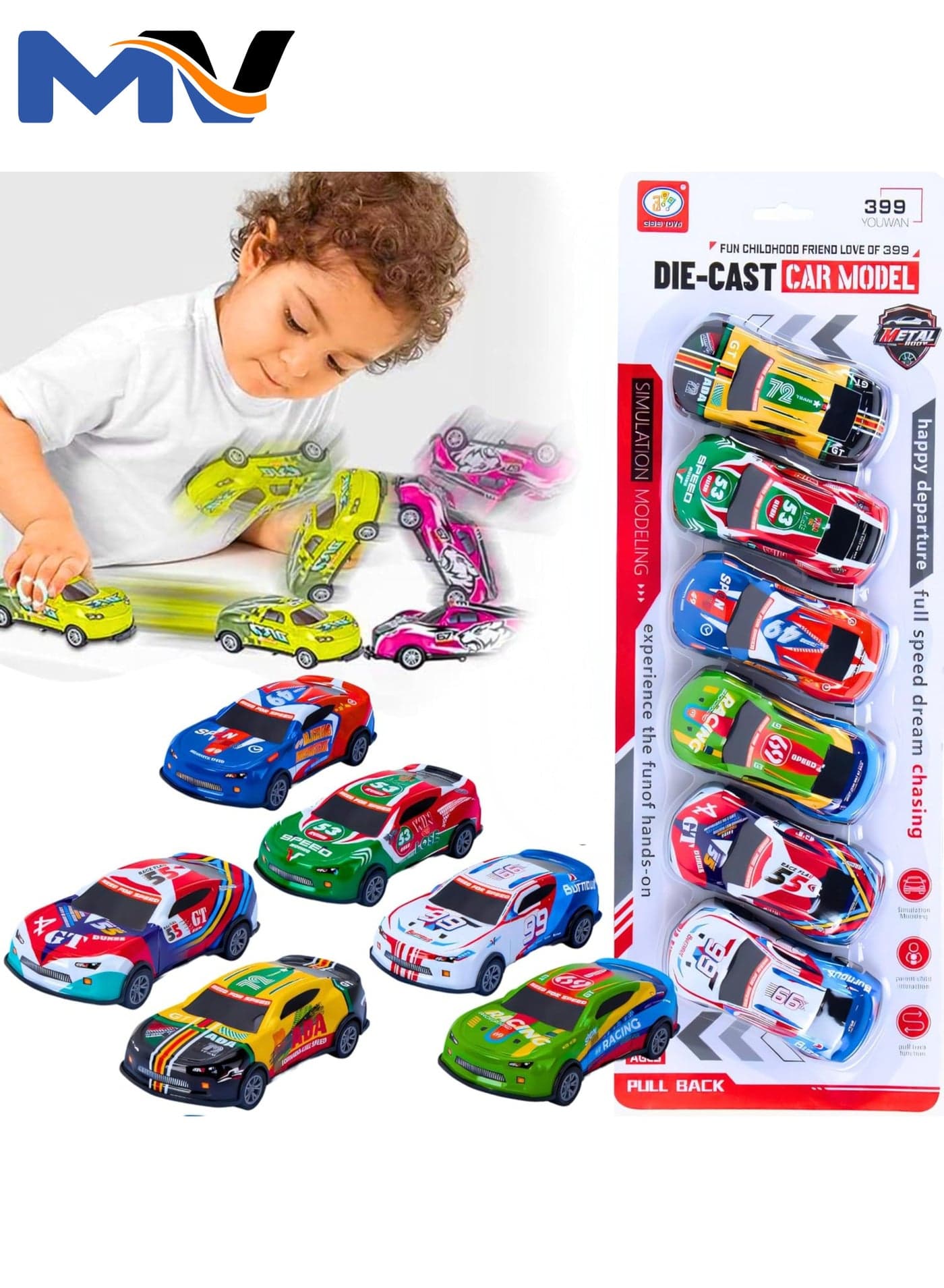 6 Pack 4 Inch Metal Pull Back Toy Cars, Race Cars Vehicles, Toys for Boys Girls Toddlers 3,4,5,6.7 Years Old, Party Favors Cars, Goodie Bag Stuffers, Pinata Fillers, Teacher Reward Prizes