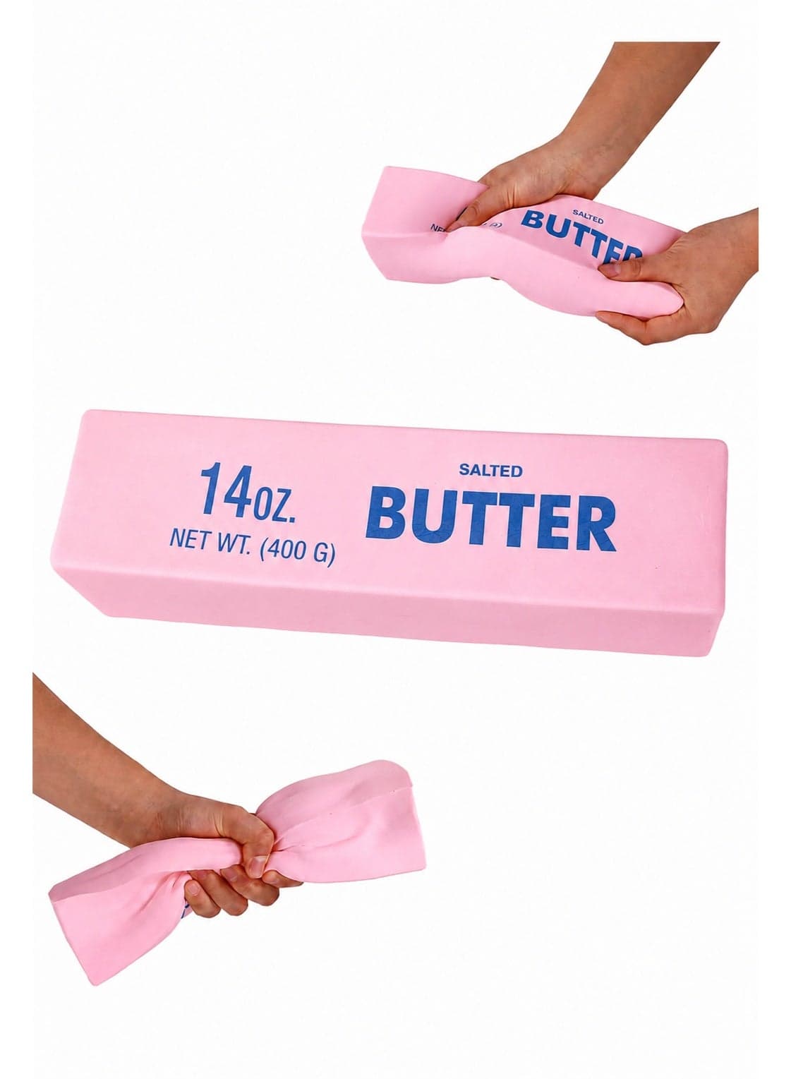 1pcs Large Giant Big Jumbo Squeeze Butter Toy, PU Material Squishy Butter Stick Slow Rising Squeeze Food Fidget Toy for Office School (Pink)