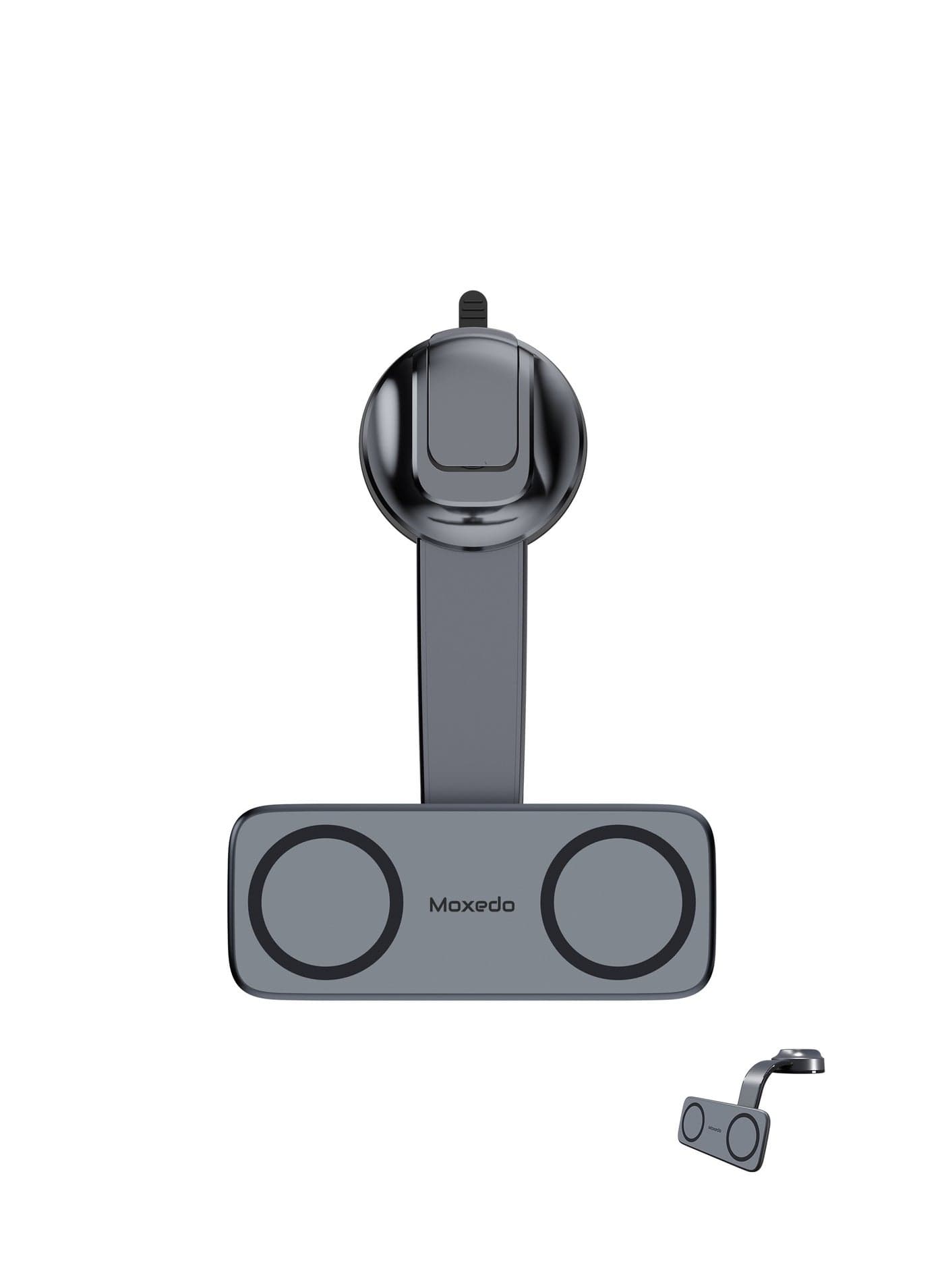 Moxedo Duo-Magnetic Car Mount Holder Bendable Dual Phone Holder 360 Rotating Base Strong Magnetic Absorption Compatible All iOS and Android