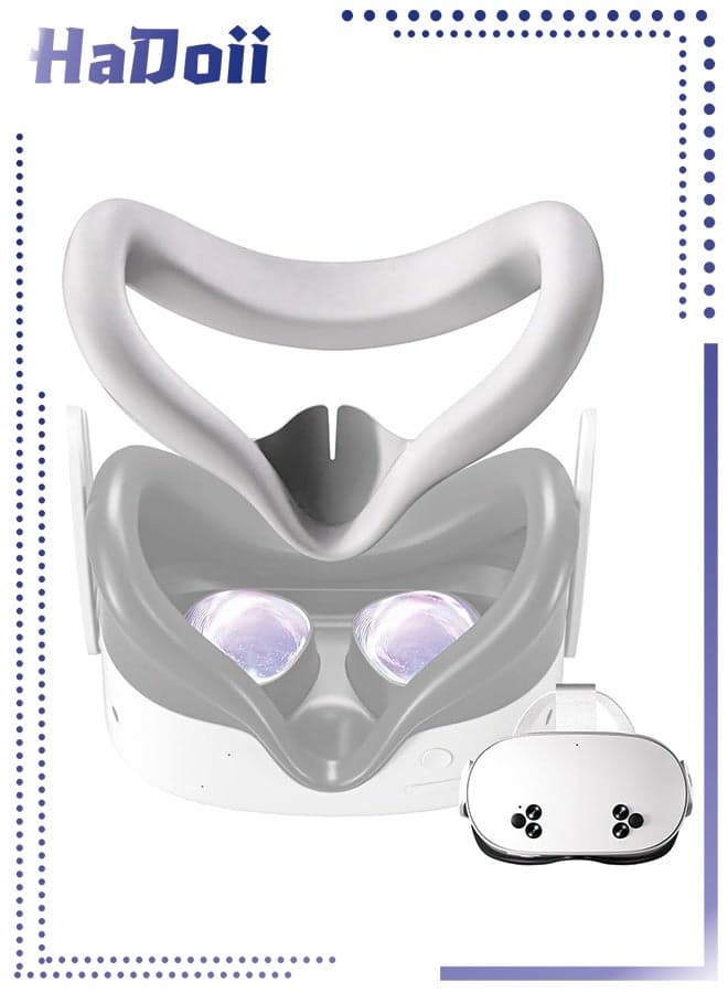 VR Silicone Face Pad Cover for Meta Quest 3s Original Headset, VR Face Cushion Pad Mask for Oculus Quest 3s Headset Accessories (White)
