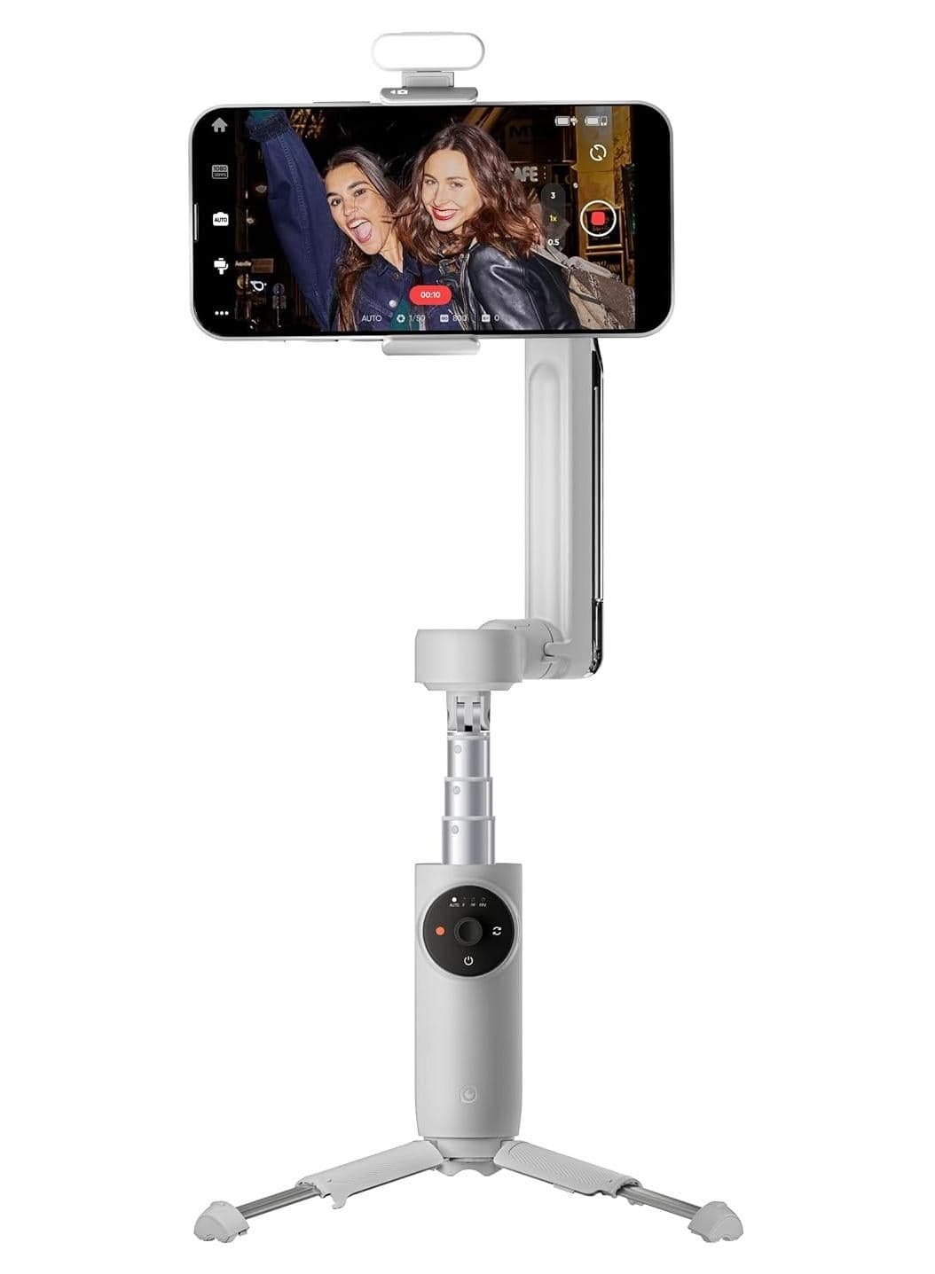 Flow 2 Pro Standard Kit | Foldable AI Phone Gimbal, Track in 200+ Apps With Apple DockKit, Multi-Person Tracking, 360º Pan Tracking, Built-In Tripod/Selfie Stick White