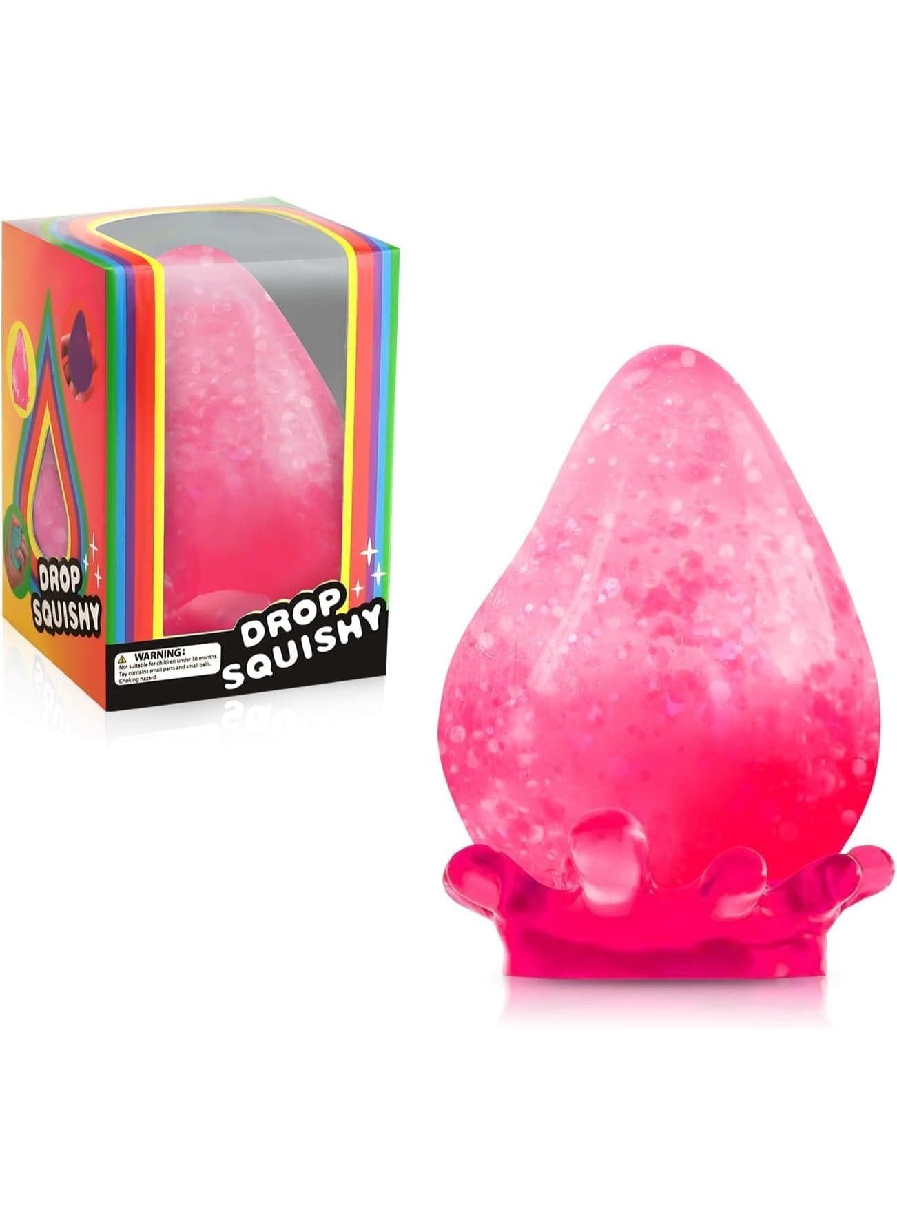 Fidget Toys Stress Cube, Cube Squishies Anxiety Stress Relief, Ice Squishy Stress Cube-Drop Malt Sugar Balls, Sensory Toys for Kids with Autism, Fidgets for Classroom Prize Toys - Pink
