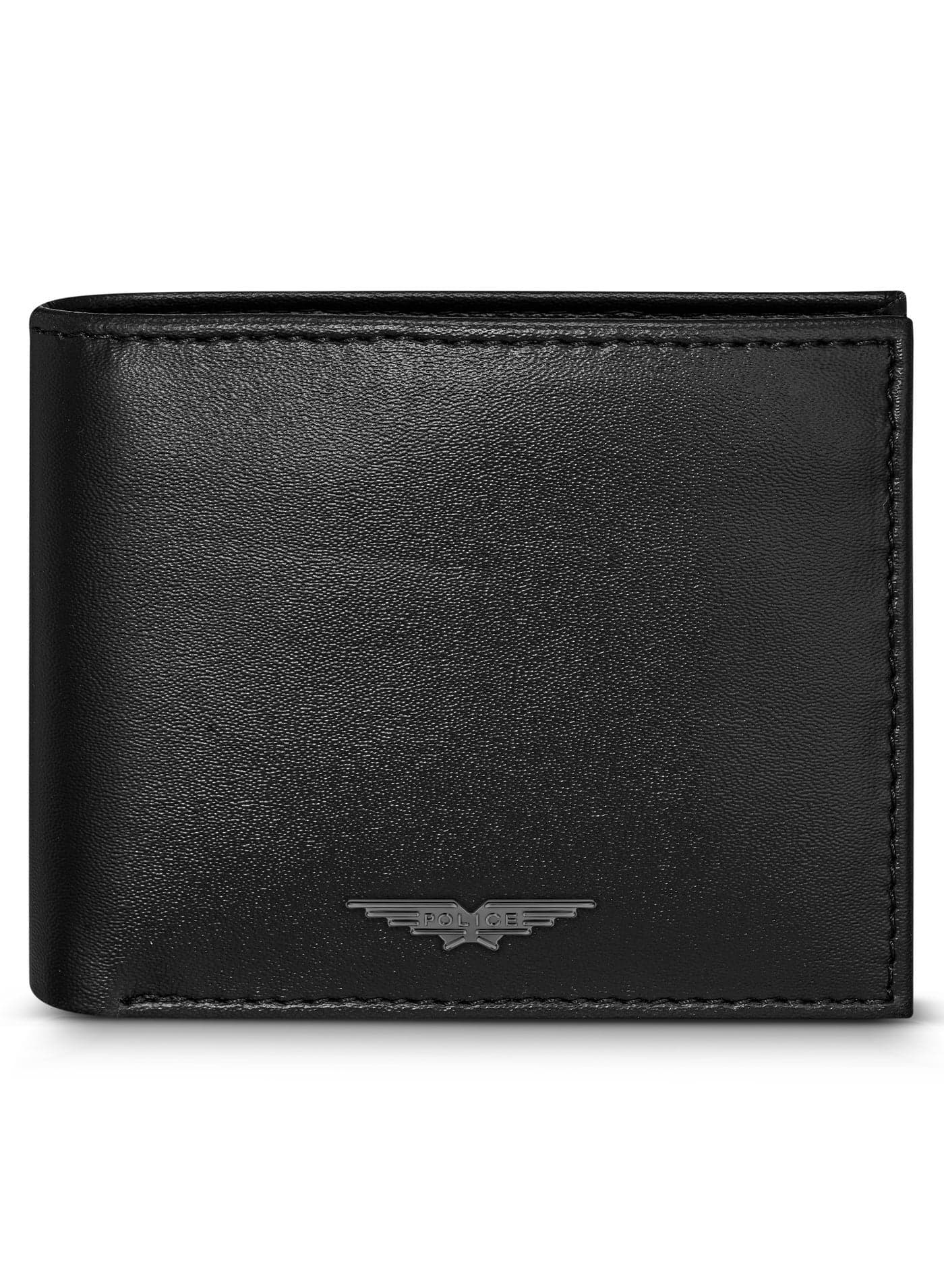 Malino Black Flat Grain Vegan Leather Bi-fold Wallet for Men