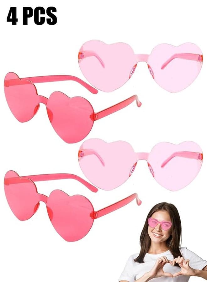 4 Pcs Heart Sunglasses Heart Shaped Glasses Bulk Valentines Halloween Bachelorette Party Decorations Glasses Women Men