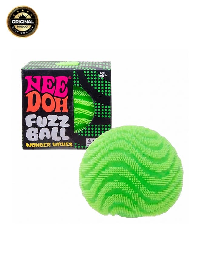 NeeDoh Fuzz Ball green - Sensory Toy with a Velvet Texture and Soft Cloud Squish - Wavy Pattern You Can See and Feel - Ages 3 and Up - One Per Pack (Wonder Waves)