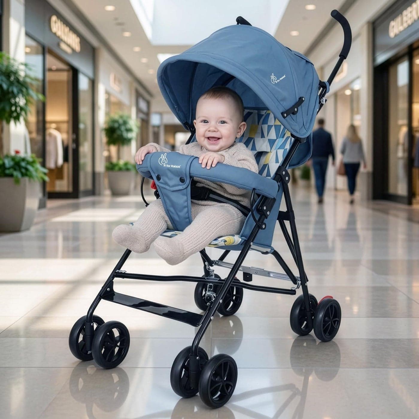 R for Rabbit Pixie Toddles Buggy and Stroller - Travel Friendly, Easy Foldable Baby Stroller for Kids 6-36 Months (Abstract Blue)